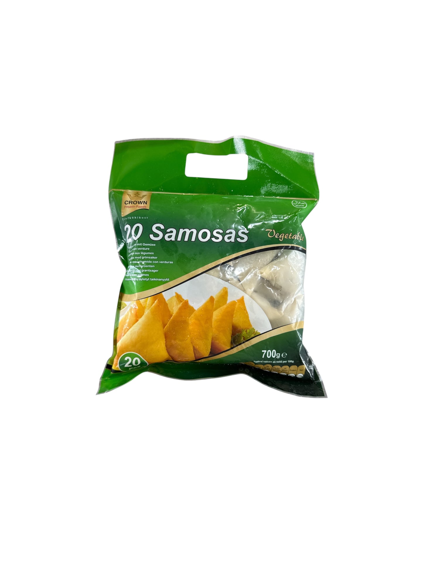 Crown Vegetable Samosas 20 pcs 700g Frozen Halal