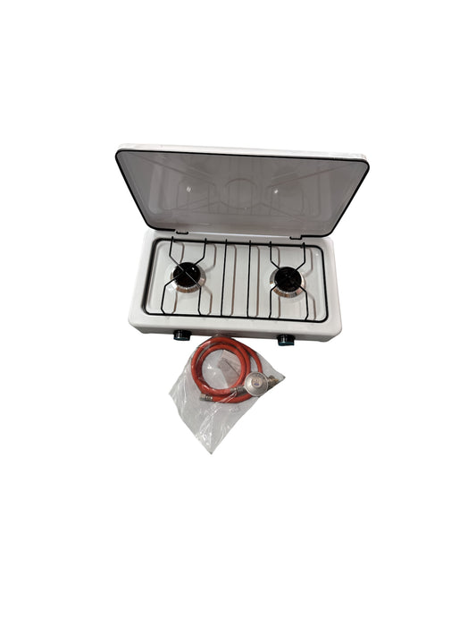 Gas Kocher Premium 2 Flames LPG inklusive 150cm Gasschlauch & Gasdruckregler