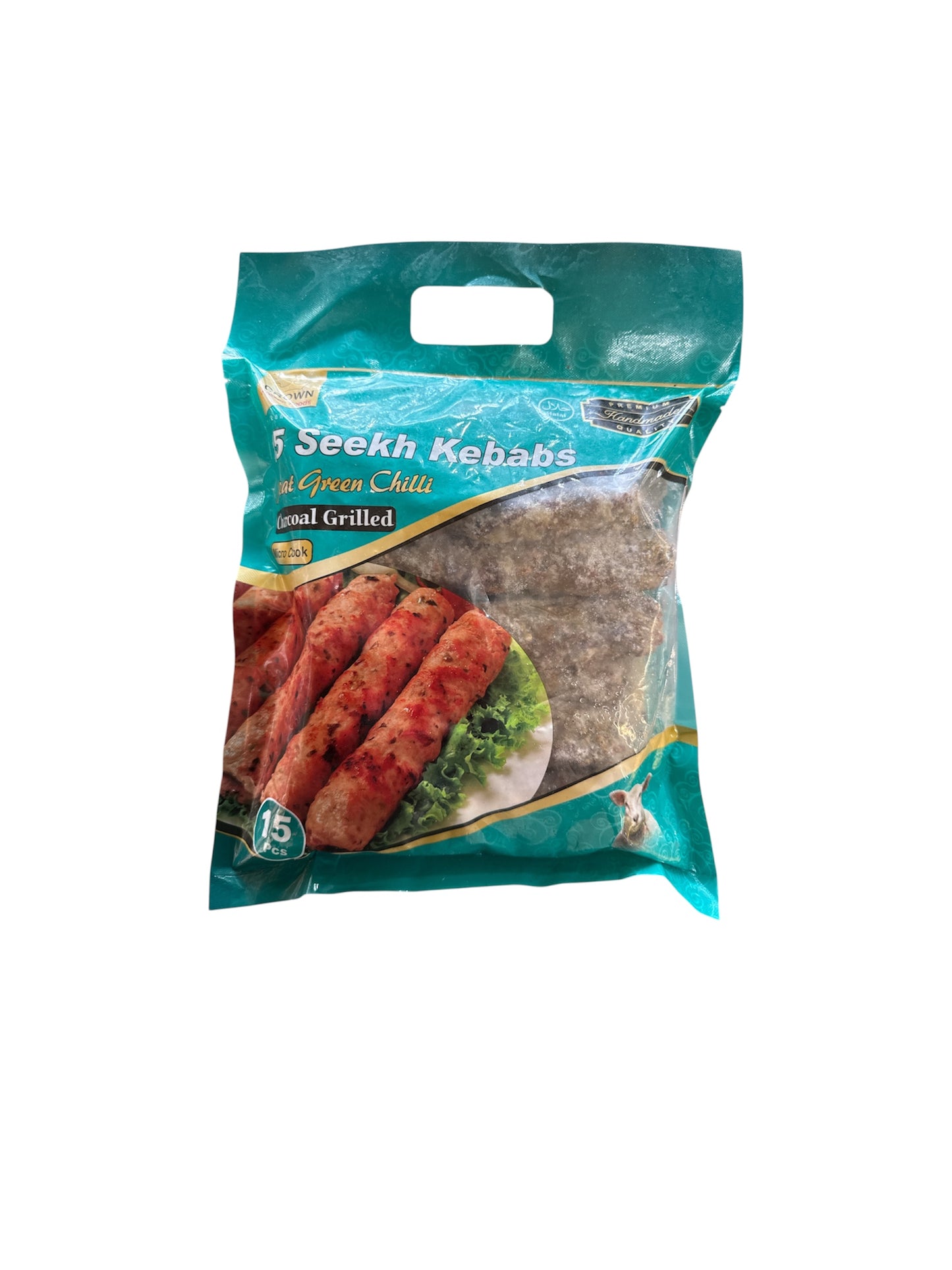Crown Green Chilli Meat Seekh Kebab 15 Pcs 1 kg Frozen Halal