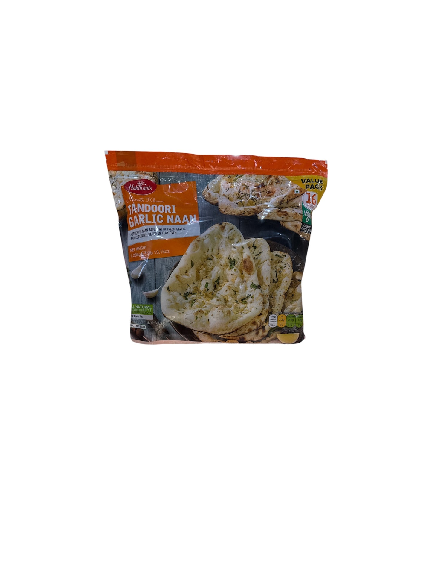 Haldiram  Tandoori Garlic Naan (Vegan) 16 Stück Frozen Halal 1,28kg