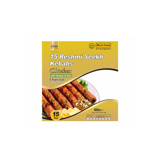 Crown Sheekh Kebabs Reshmi Chicken Weißkäse &amp; Nusskohle 900g (15 Stück gefroren)